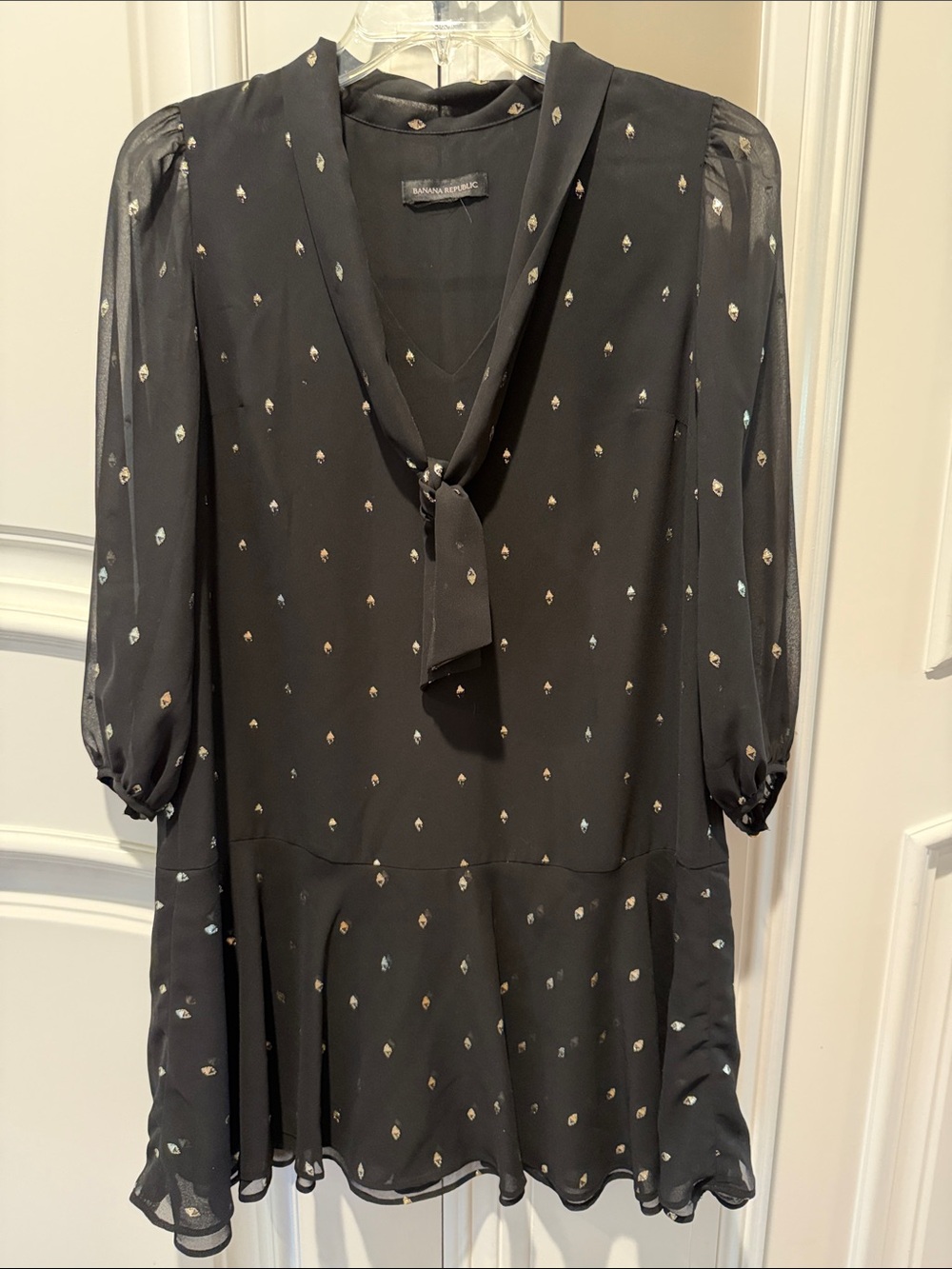 Banana Republic Black Mini Dress with Metallic Dot Accents